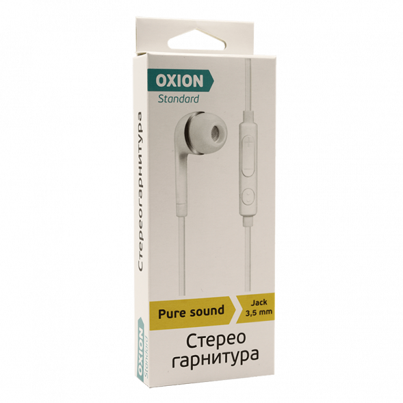 Гарнитура проводная OXION, Standard HS230WH с микрофоном (белая)