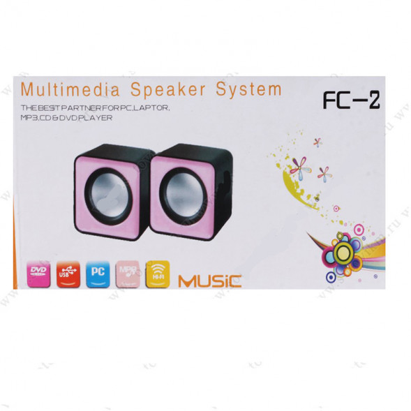 Колонка компьютерная 2.0 JT FC-2 пластик USB AUX (чёрный)