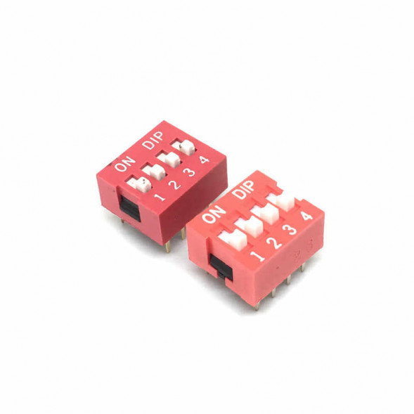 DS-04 (SWD1-4) 4 pin DIP переключатель красный шаг 2.54мм SWD1-4 (DS-04) (Вдм1-4)