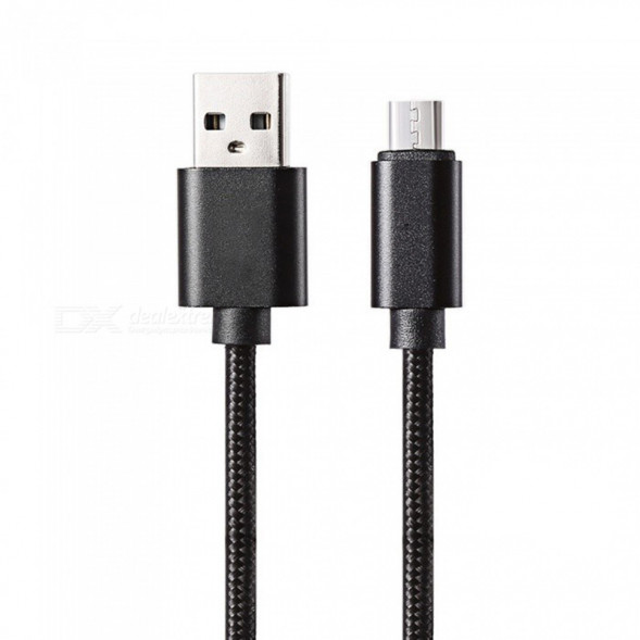 Кабель зарядки Micro USB плетеный 1 метр (черный)