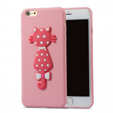 3D Чехол накладка с кошкой для iPhone 6 / 6S (розовый)