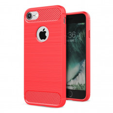 Чехол накладка Carbon Fibre для iPhone 7 / iPhone 8 (красный)