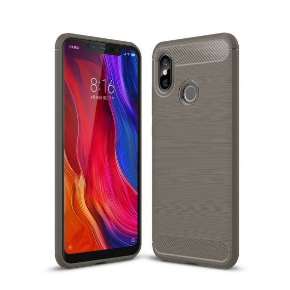 Чехол Carbon Fibre для Xiaomi Mi 8 (серый)