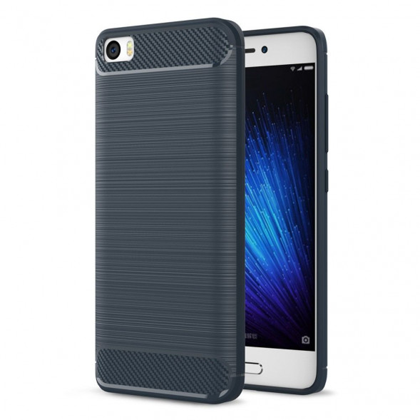 Чехол накладка Carbon Fibre для Xiaomi Mi5 (темно-синий)