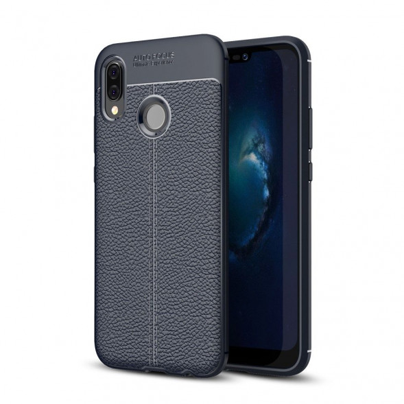 Чехол накладка Litchi Grain для Huawei P20 Lite / nova 3e (темно-синий)