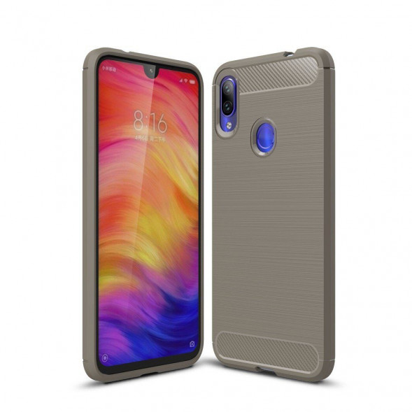 Чехол Carbon Fibre для Xiaomi Redmi Note 7, Redmi Note 7 Pro (серый)