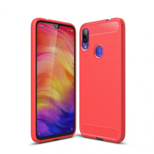 Чехол Carbon Fibre для Xiaomi Redmi Note 7, Redmi Note 7 Pro (красный)
