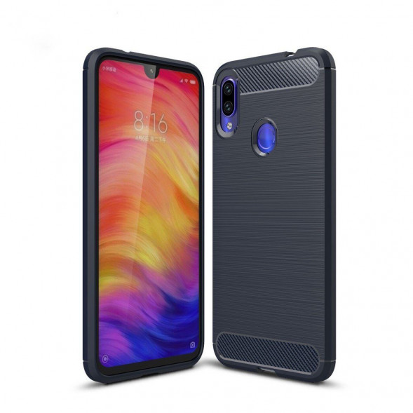 Чехол Carbon Fibre для Xiaomi Redmi Note 7, Redmi Note 7 Pro (темно-синий)