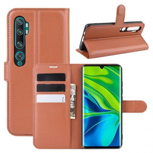 Чехол книжка для Xiaomi Mi Note 10, Mi Note 10 Pro, Mi CC9 Pro (коричневый)