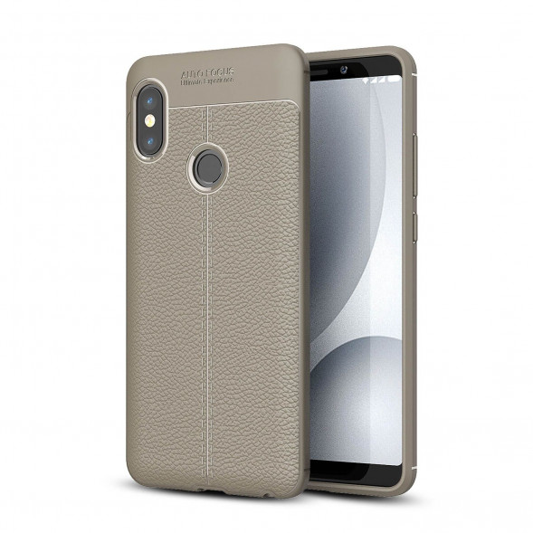 Чехол Litchi Grain для Xiaomi Redmi Note 5, 5 Pro (серый)