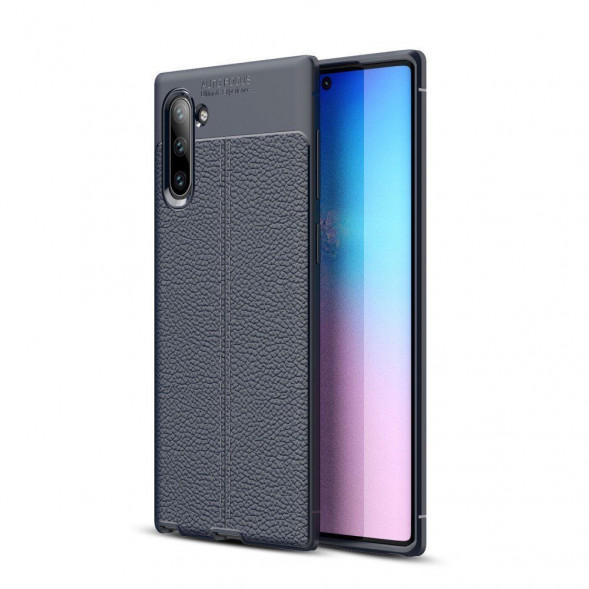Чехол Litchi Grain для Samsung Galaxy Note 10 N970 (темно-синий)