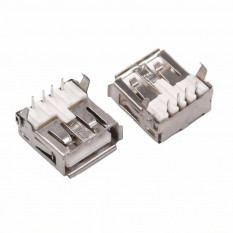 Разъем USB Типа A USB 2.0 гнездо 4 вывод(-ов) в сквозное отверстие прямой угол